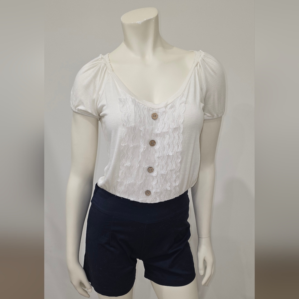 Guarapo Chic White and Navy Jumpsuit with Vintage - Inspired Style S